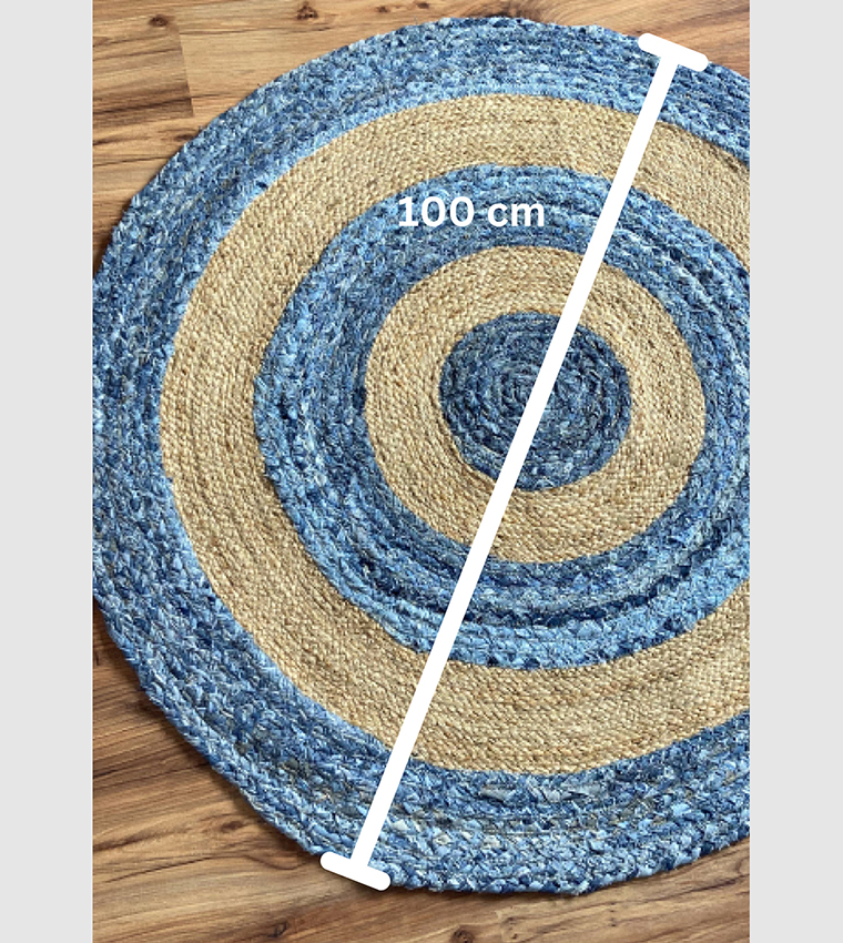 Color Block Round Jute Rug