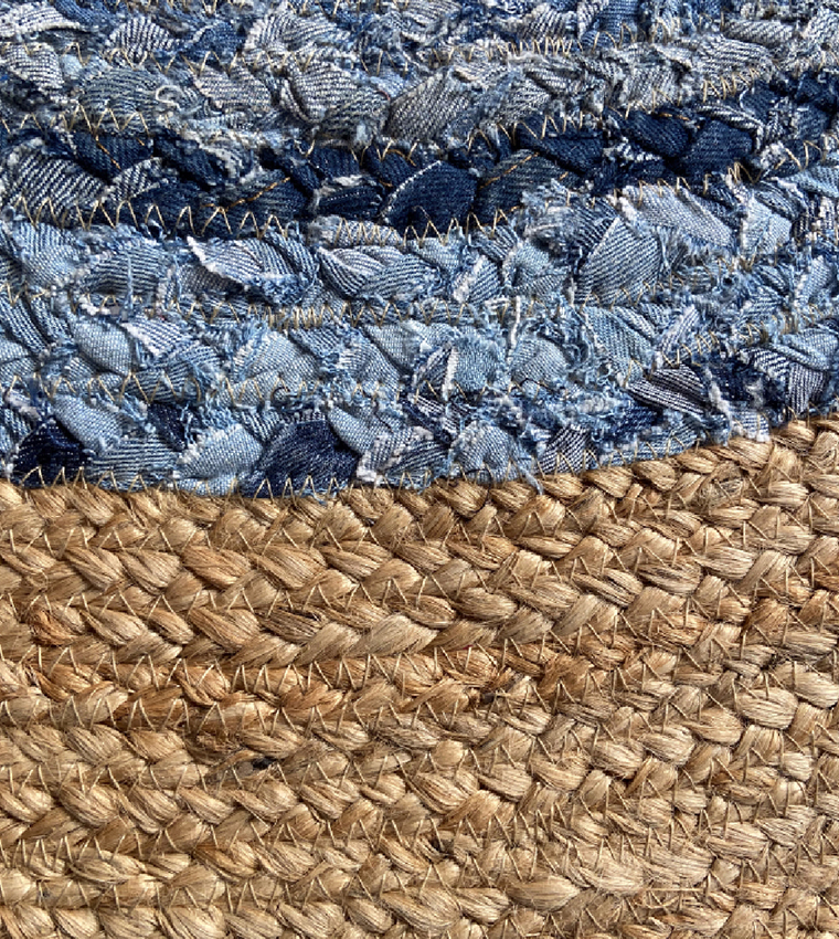Color Block Round Jute Rug