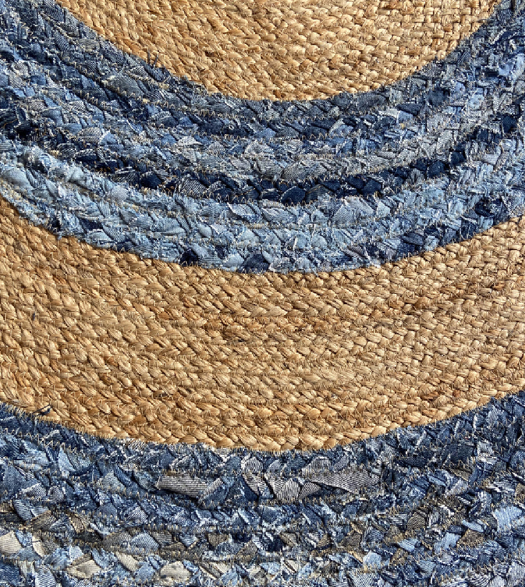 Color Block Round Jute Rug