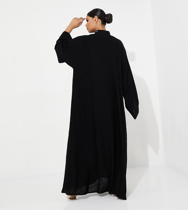 High Neck Button Detail Abaya