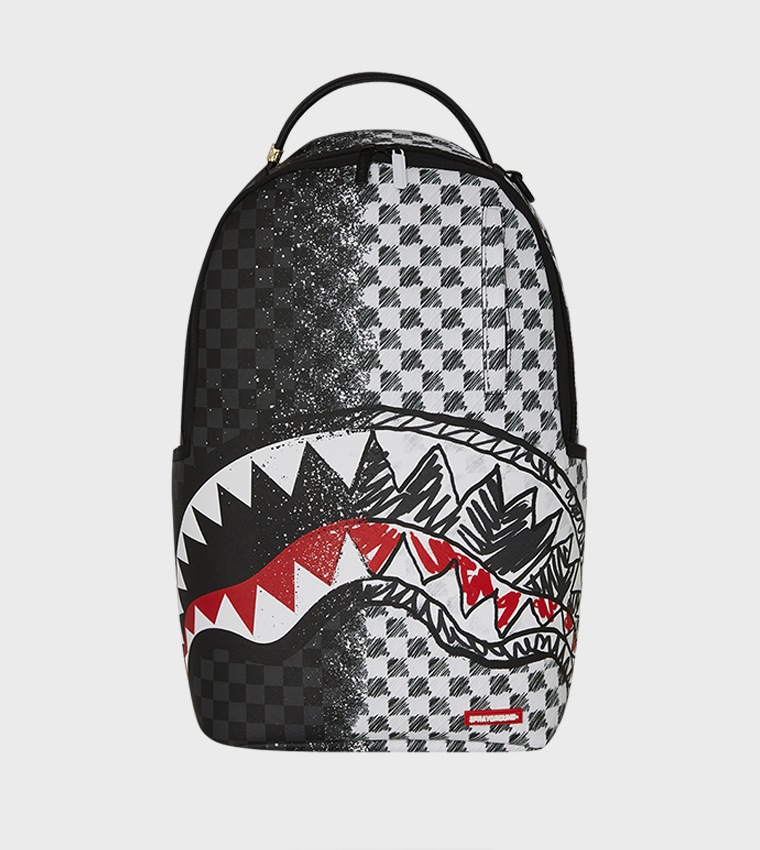 Grey Check Scribble Split DLX Backpack
