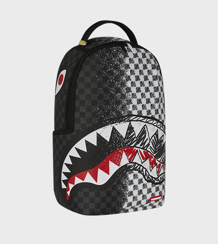 Grey Check Scribble Split DLX Backpack