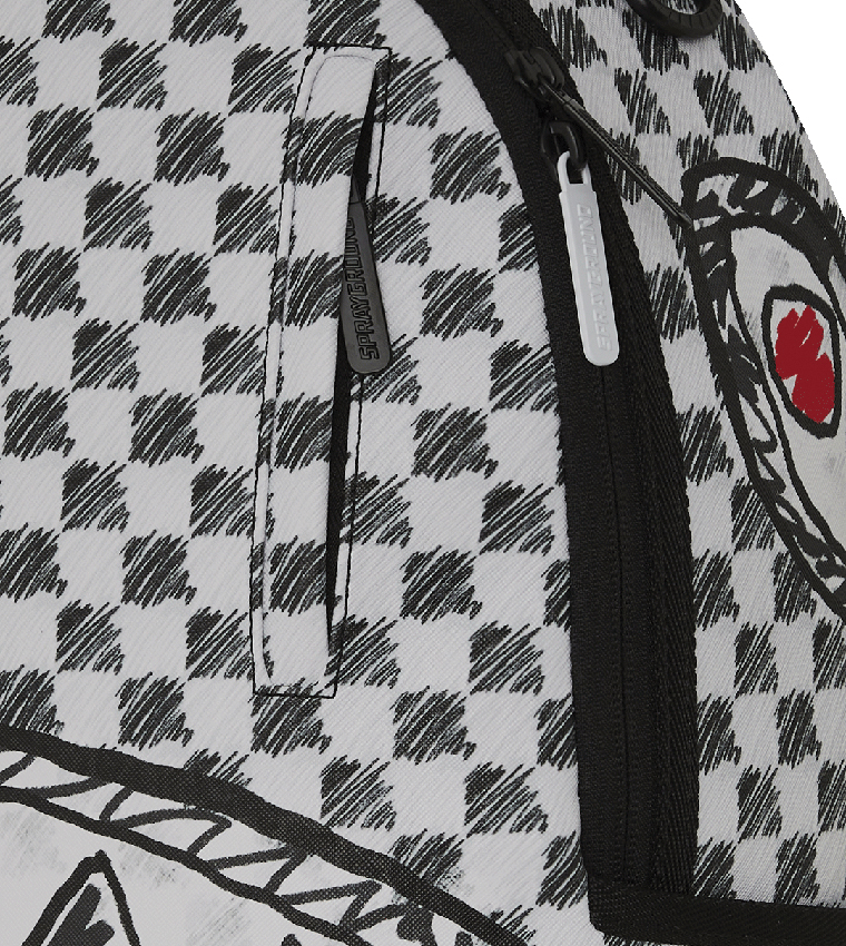 Grey Check Scribble Split DLX Backpack