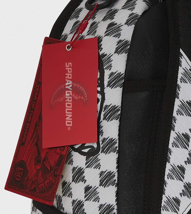 Grey Check Scribble Split DLX Backpack