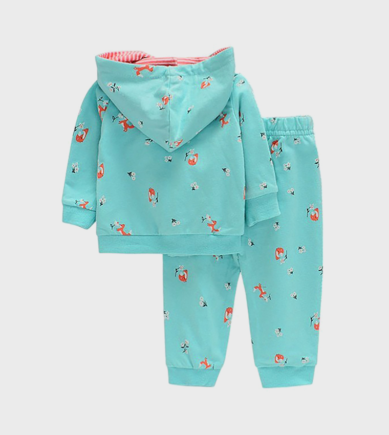 Fox Print Hooded Clothing Set 