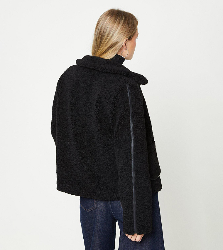 Teddy Shearling Button Through Short Jacket