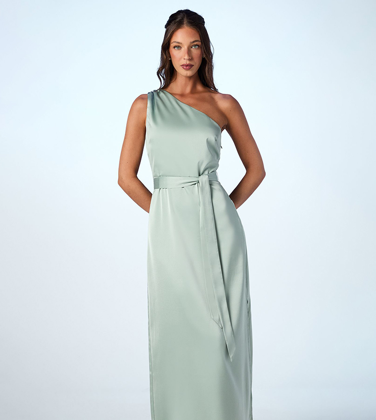Buy Oasis One Shoulder Satin Maxi Bridesmaid Dress In Green | 6thstreet  Saudi Arabia