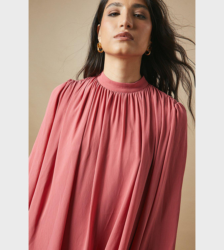 High Neck Chiffon Mini Dress