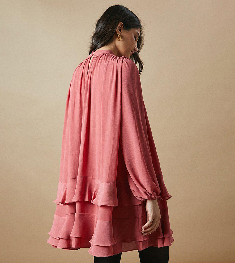 High Neck Chiffon Mini Dress
