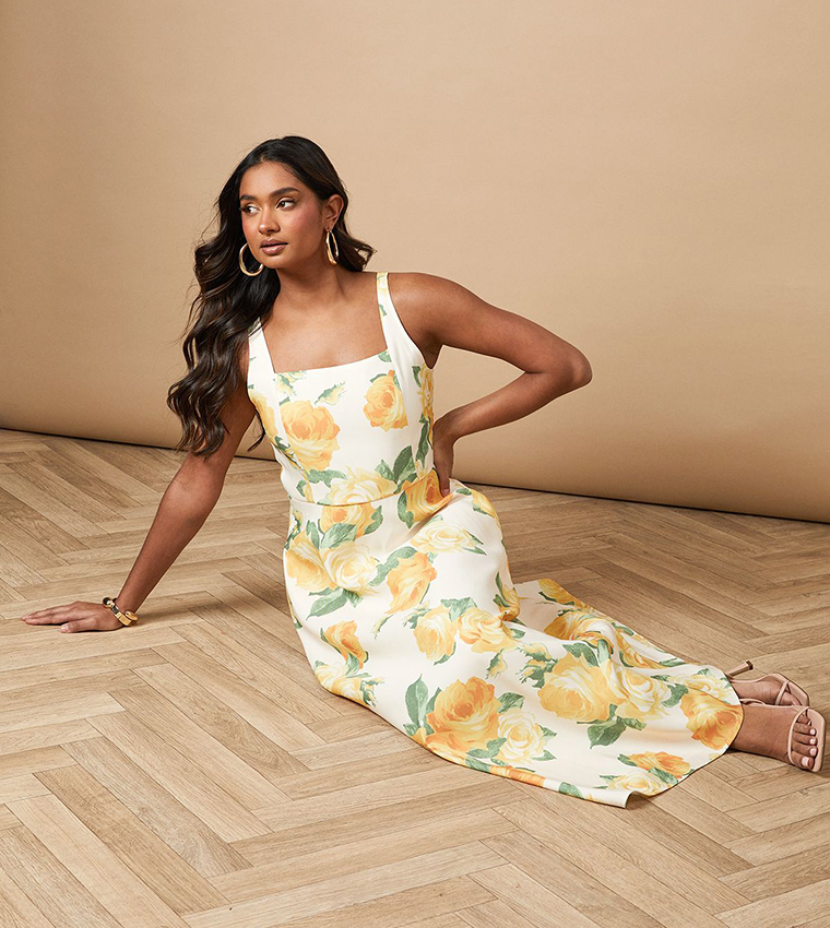 Floral Square Neck Maxi Dress