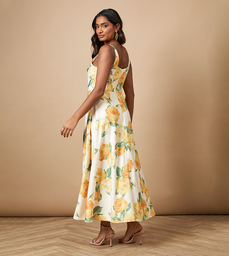 Floral Square Neck Maxi Dress