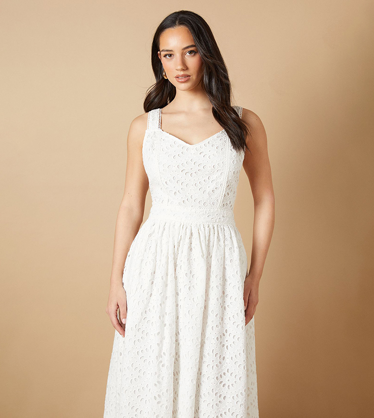 Embroidered Broderie Midi Dress