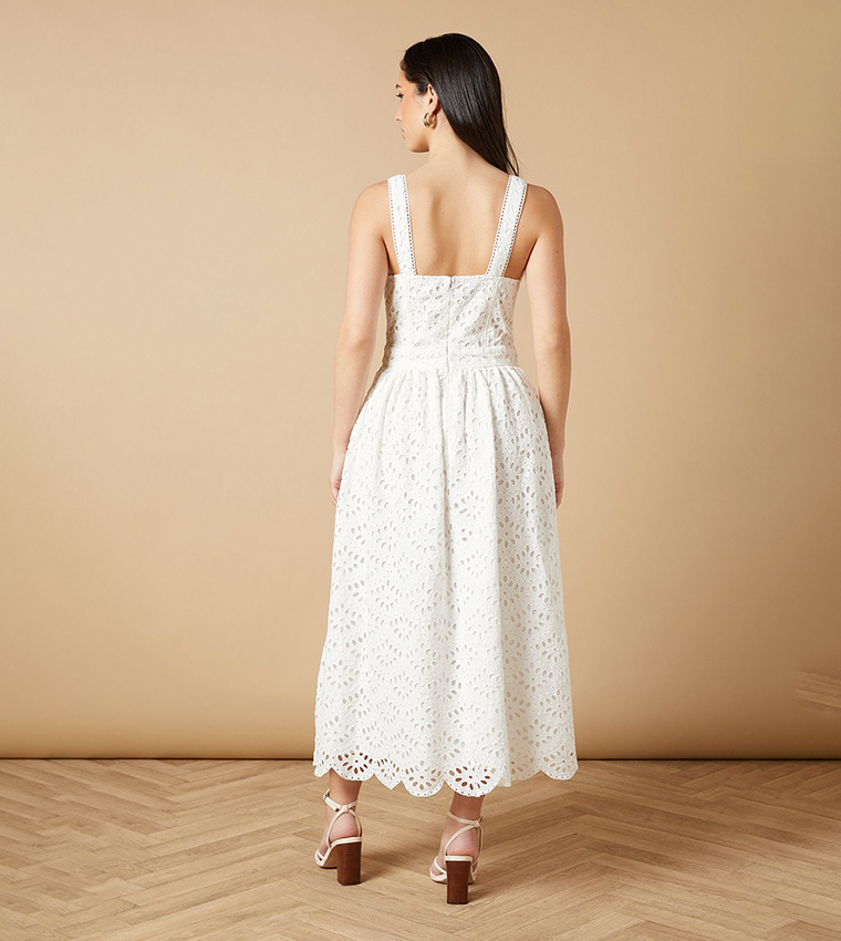 Embroidered Broderie Midi Dress