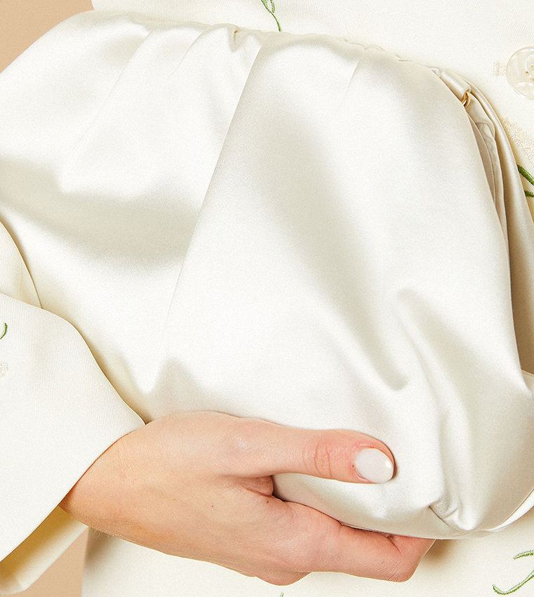 Liora Satin Ruched Large Clutch Bag