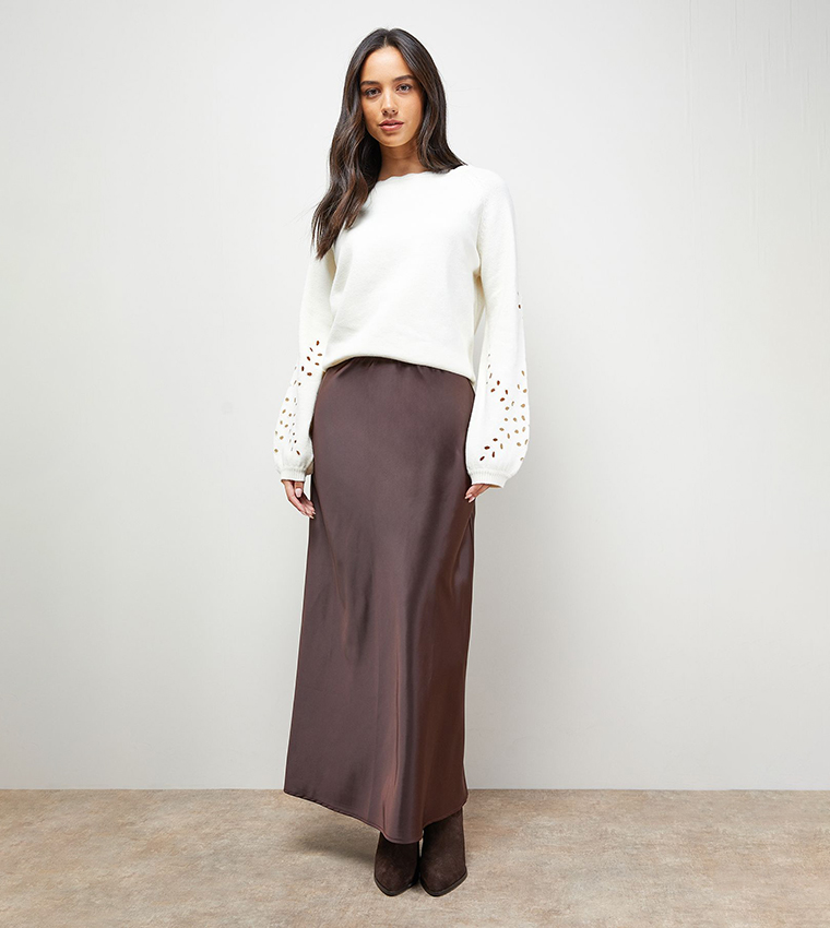 Leaf Detail Long Sleeves Sweater