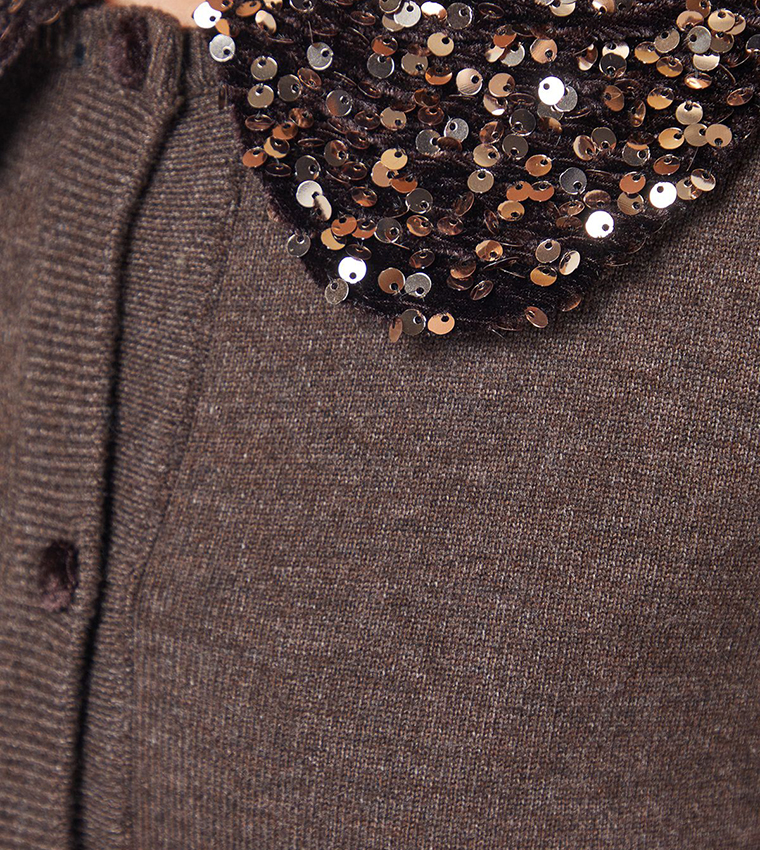 Sequined Collar Cardigan