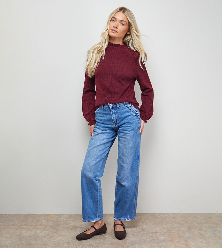 اويسيس   سترات بياقة دائرية - بورغندي Round Neck Sweaters