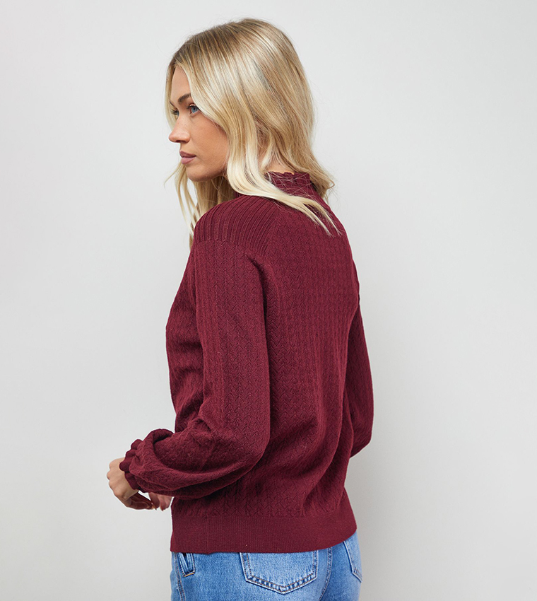اويسيس   سترات بياقة دائرية - بورغندي Round Neck Sweaters