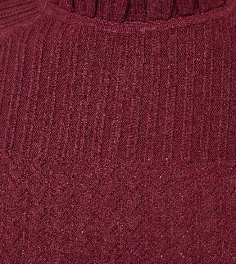 اويسيس   سترات بياقة دائرية - بورغندي Round Neck Sweaters
