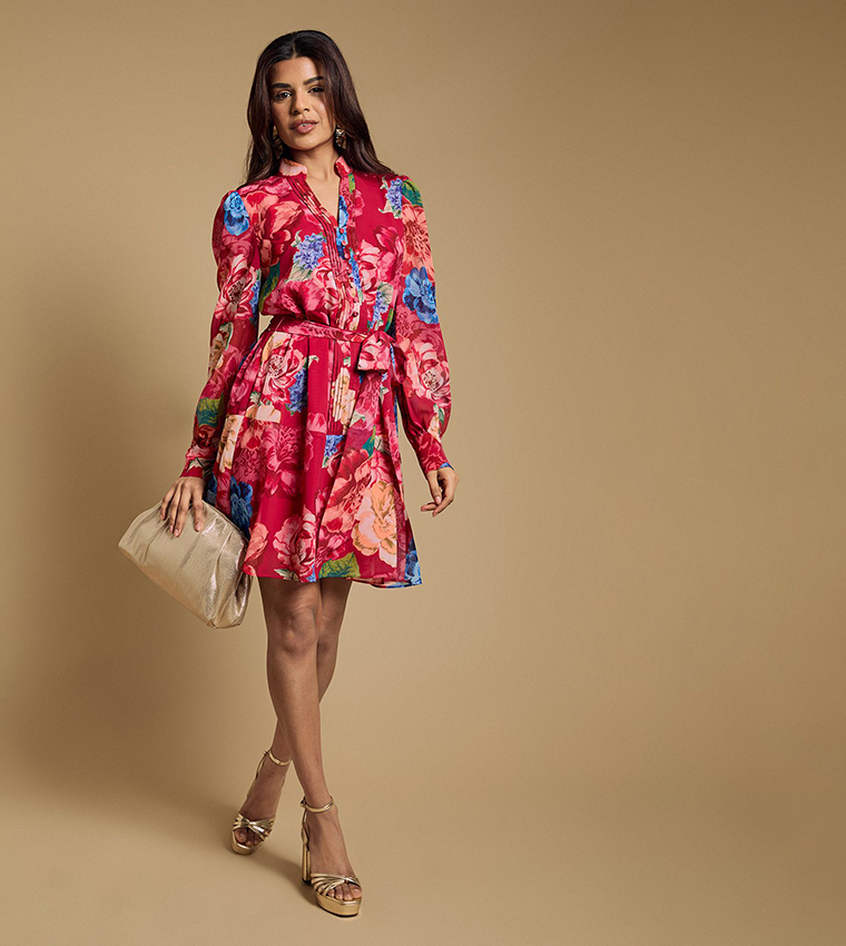 sachin and babi light blue dress Asymmetrical Chiffon Mini Dress Two-Piece with Draped Scarf – Polka S / Polka main image 0