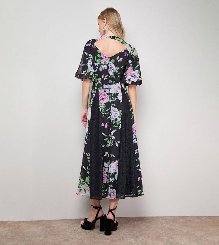 Lace Fit and Flare Midi Dress