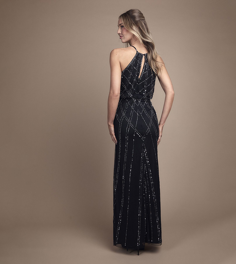 Sequined Sleeveless Maxi Bridesmaid Dress