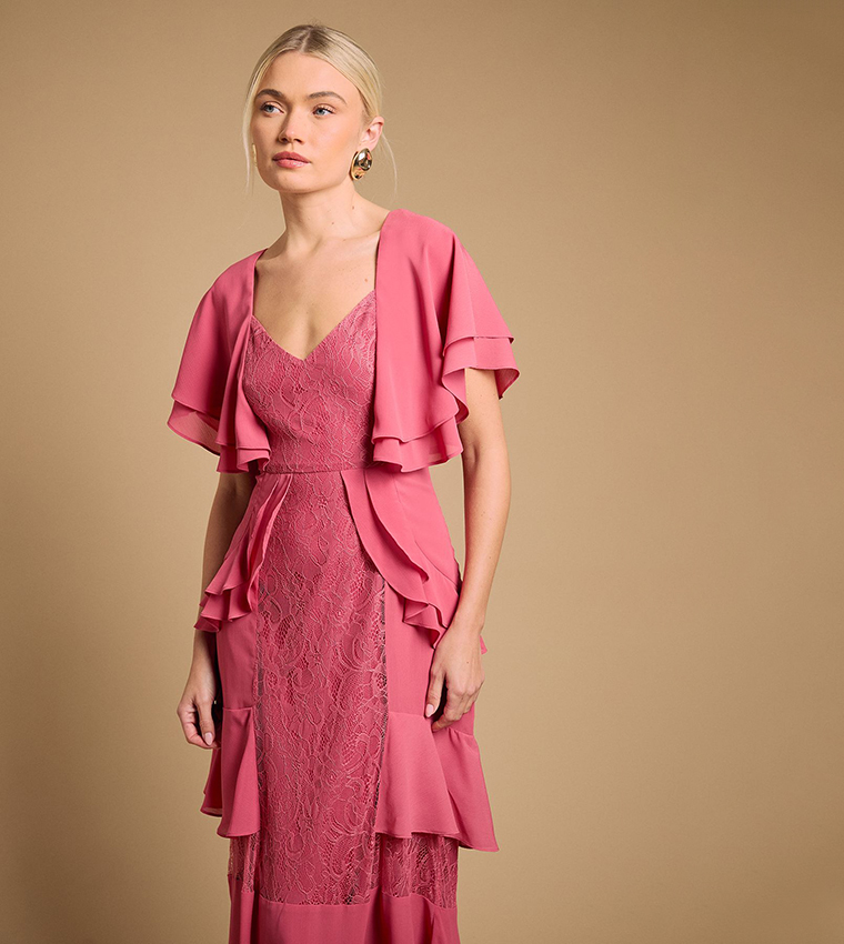 فستان ماكسي دانتيل بكشكش