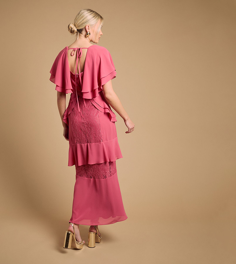 فستان ماكسي دانتيل بكشكش