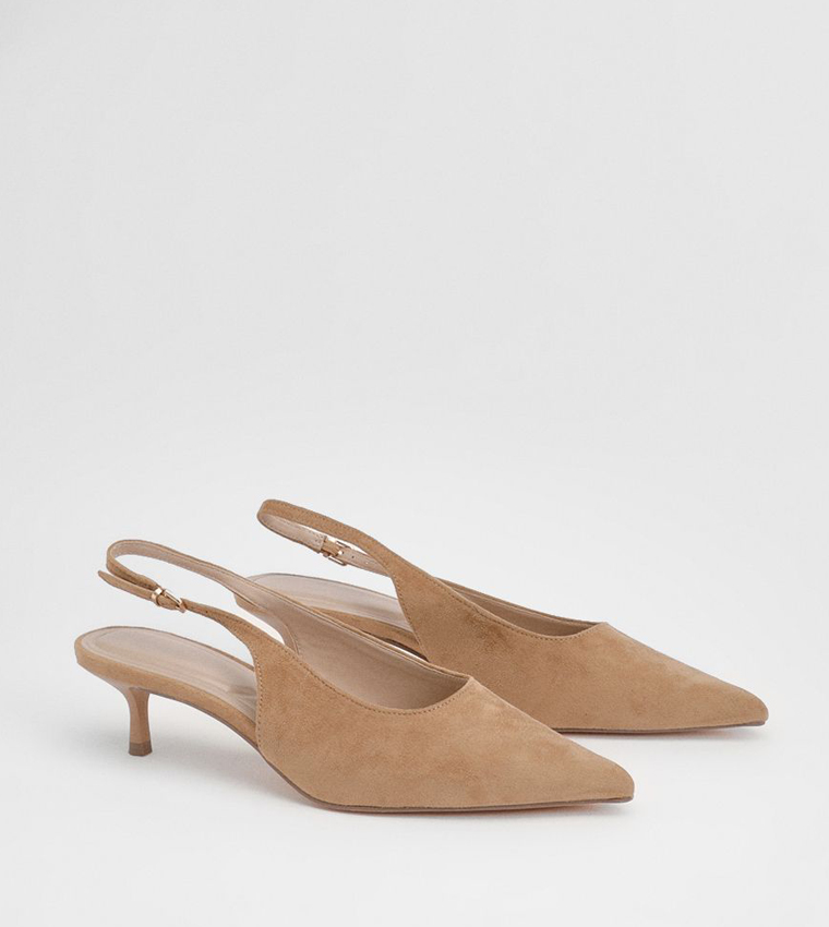 Jess Faux Suede Kitten Heel Slingback Pumps