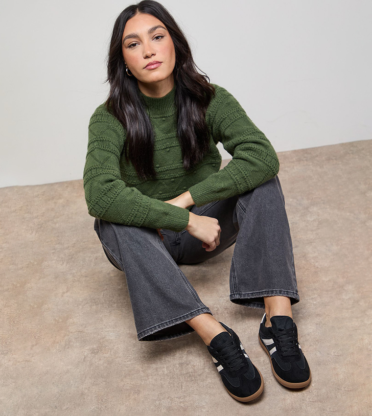 Jenna Faux Suede Mesh Detail Lace-Up Shoes