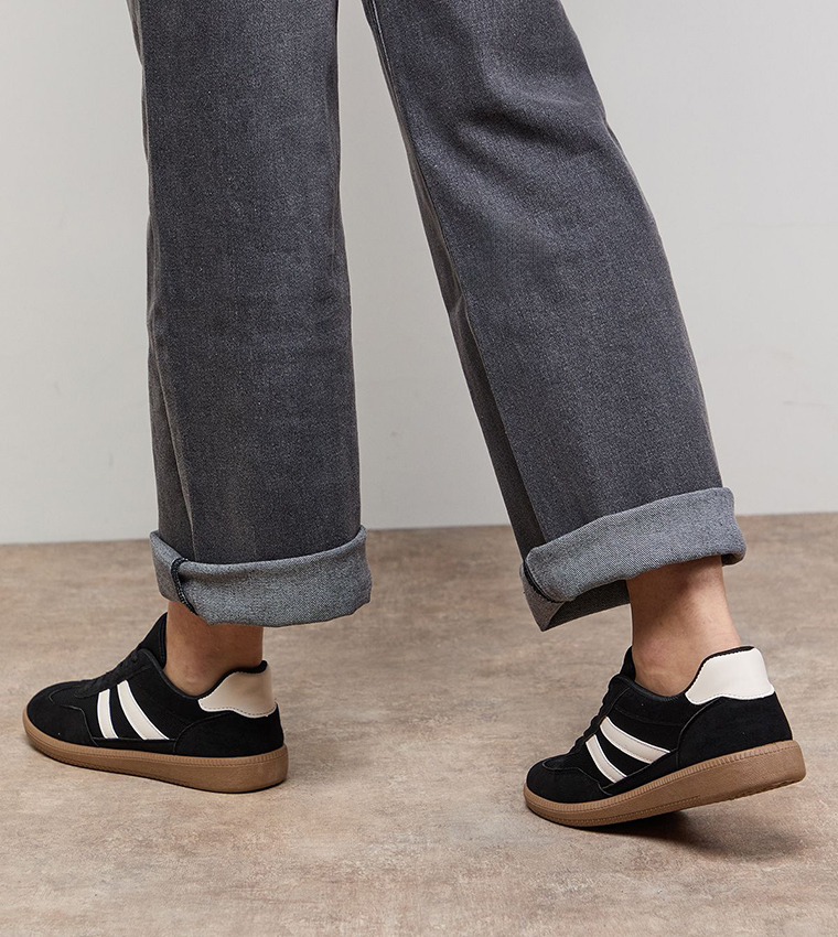 Jenna Faux Suede Mesh Detail Lace-Up Shoes