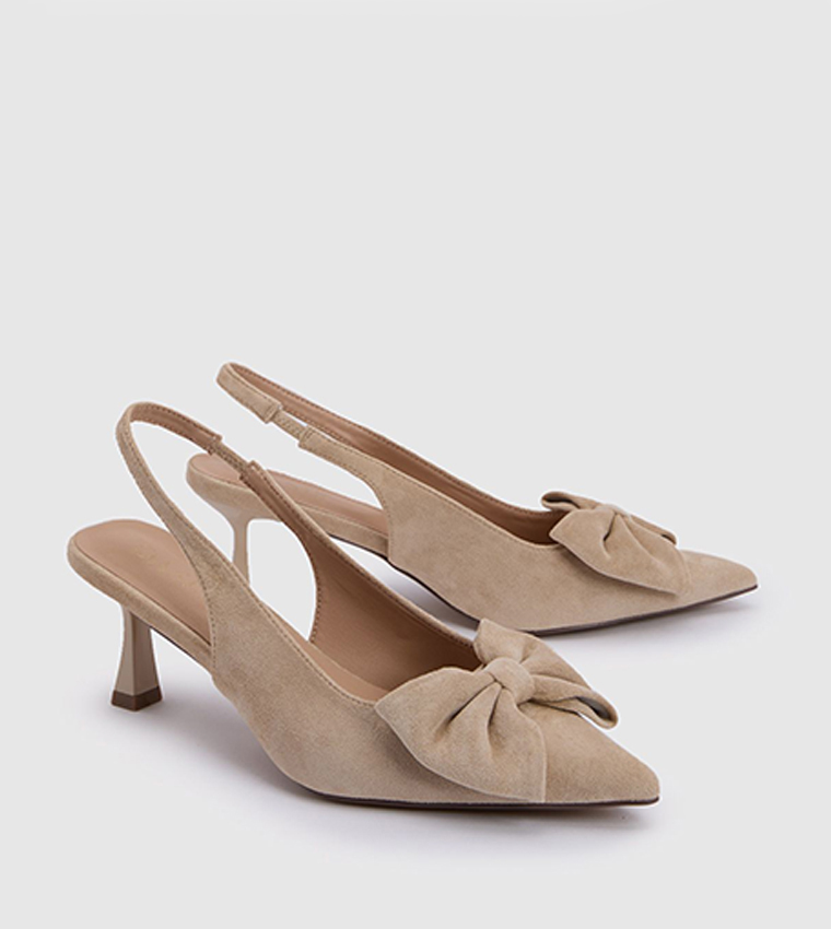 Dora Faux Suede Bow Slingback Pumps