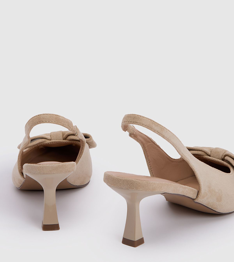 Dora Faux Suede Bow Slingback Pumps