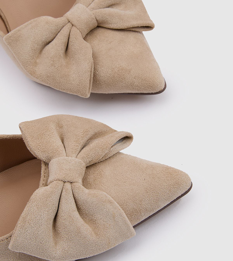 Dora Faux Suede Bow Slingback Pumps