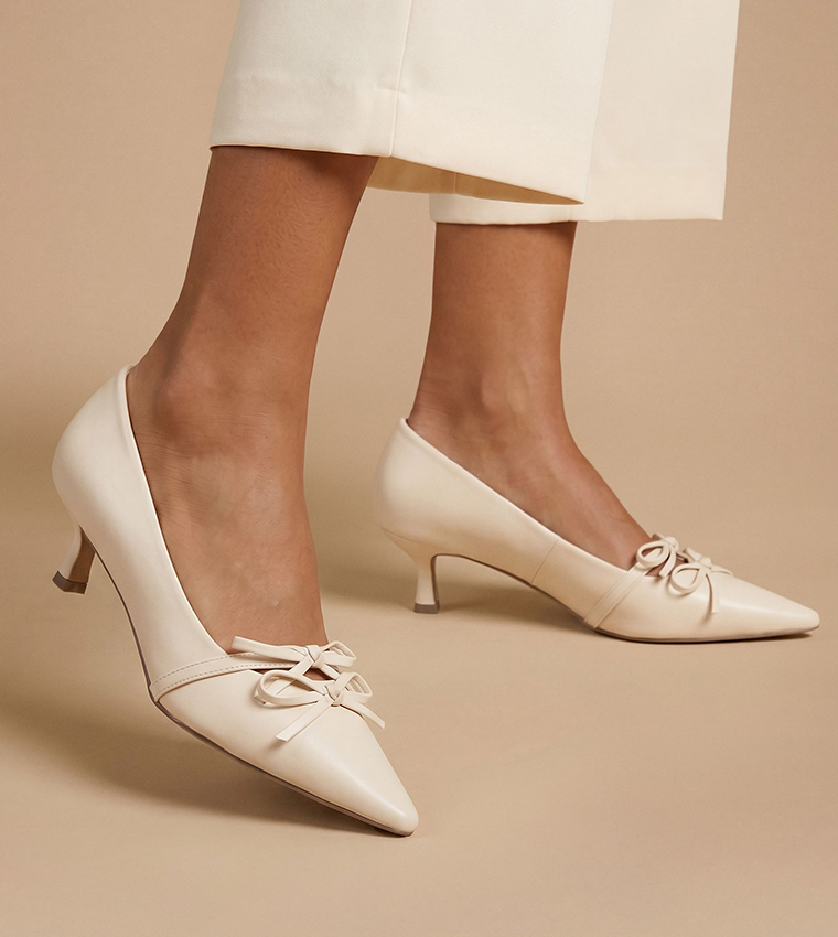 Rita Faux Leather Double Bow Detail Pumps