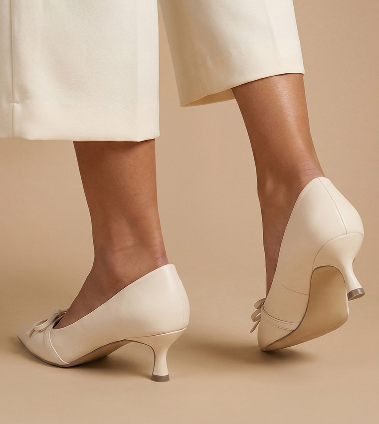 Rita Faux Leather Double Bow Detail Pumps