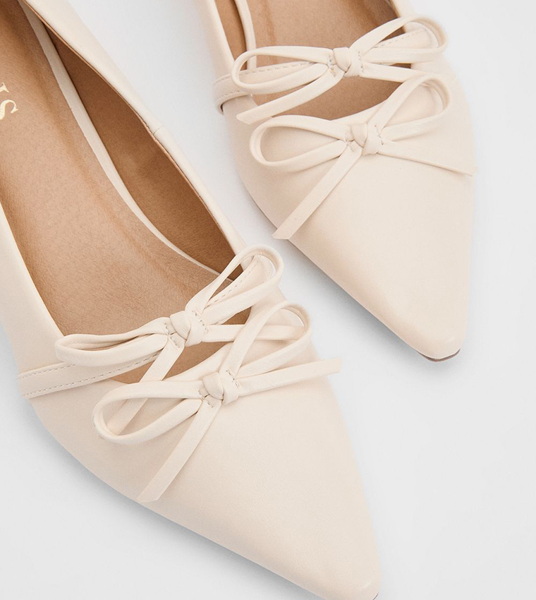 Rita Faux Leather Double Bow Detail Pumps
