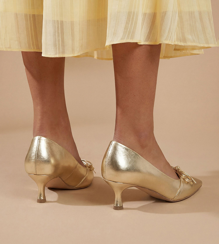 Rita Faux Metallic Leather Double Bow Detail Pumps