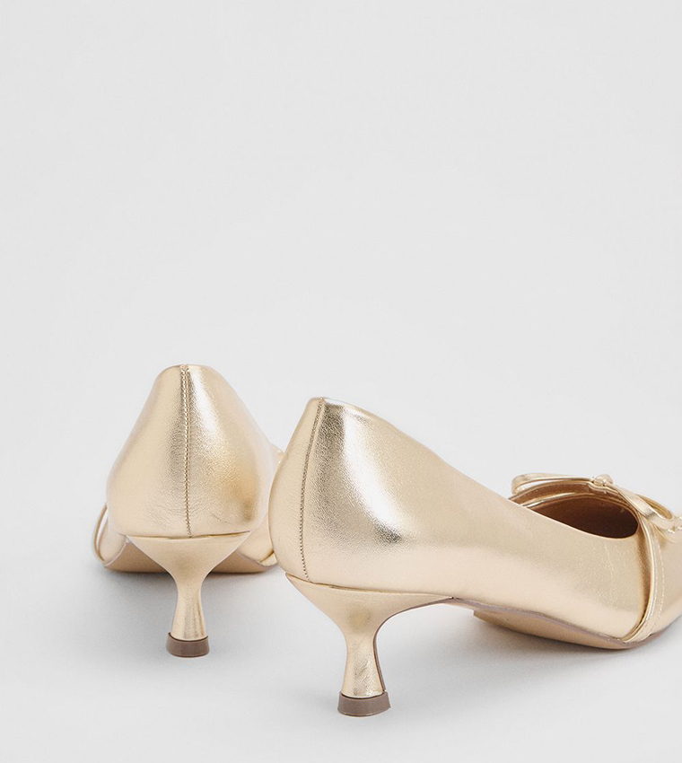 Rita Faux Metallic Leather Double Bow Detail Pumps