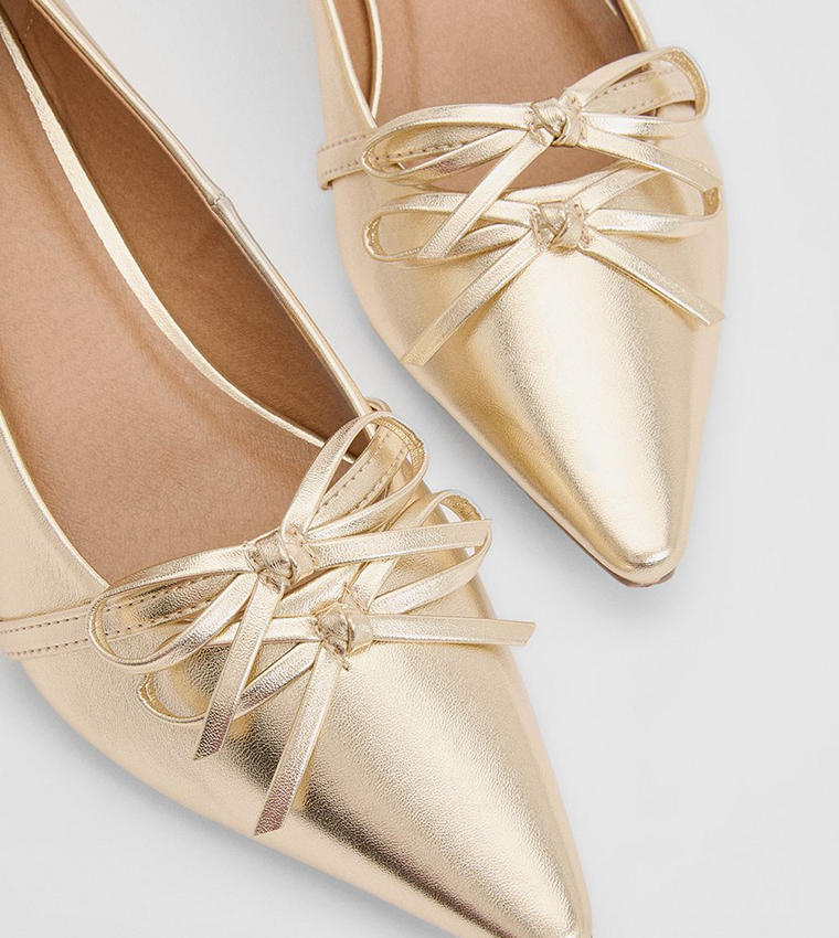 Rita Faux Metallic Leather Double Bow Detail Pumps