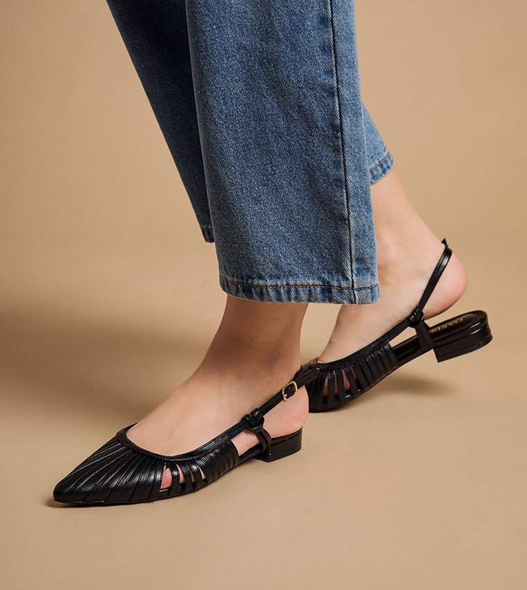 Billie Faux Leather Slingback Flat Shoes
