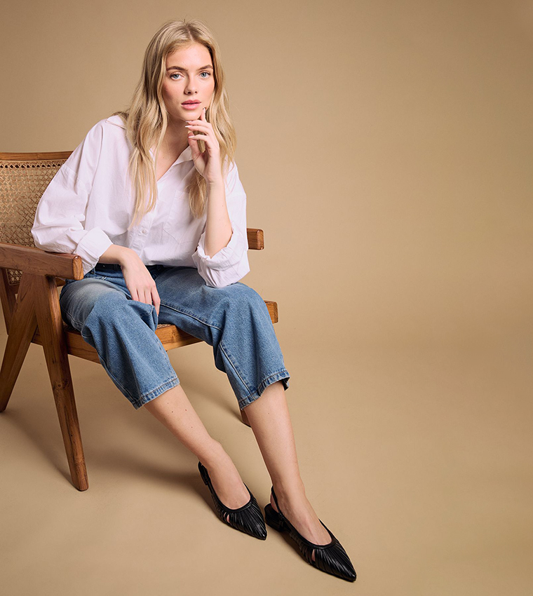 Billie Faux Leather Slingback Flat Shoes