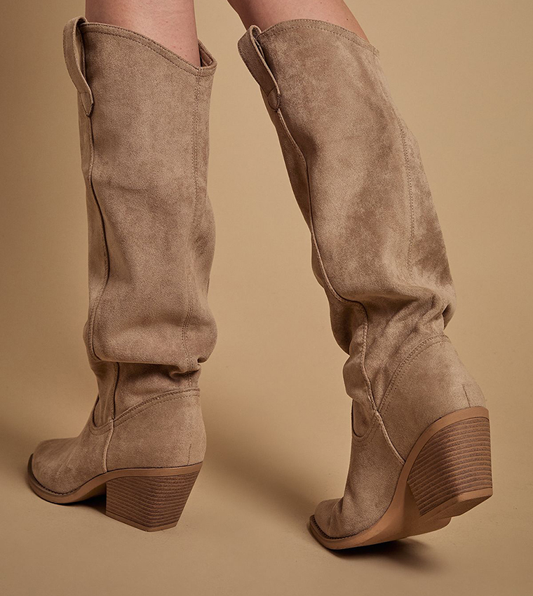 Winnie Faux Suede Slouch Knee High Boots