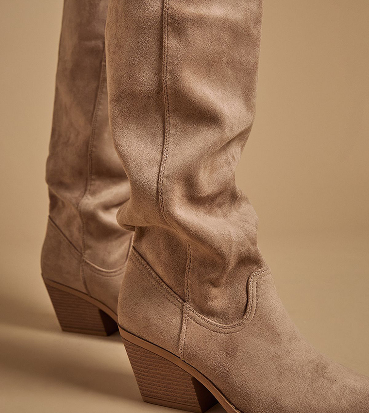 Winnie Faux Suede Slouch Knee High Boots