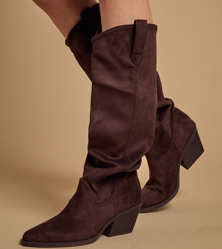 Winnie Faux Suede Slouch Knee High Boots