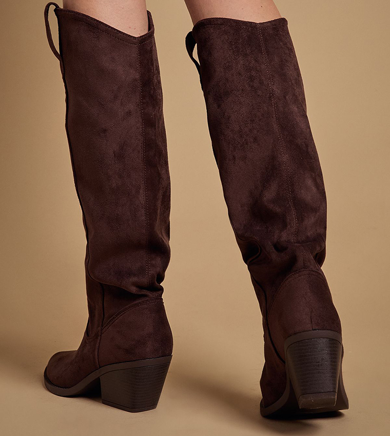 Winnie Faux Suede Slouch Knee High Boots