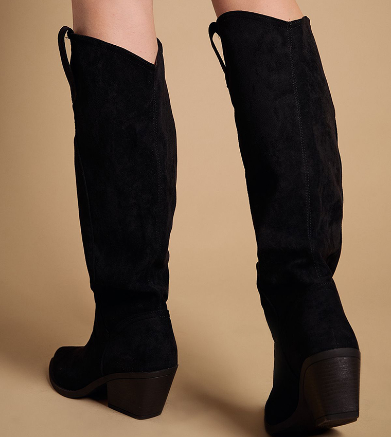 Winnie Faux Suede Slouch Knee High Boots