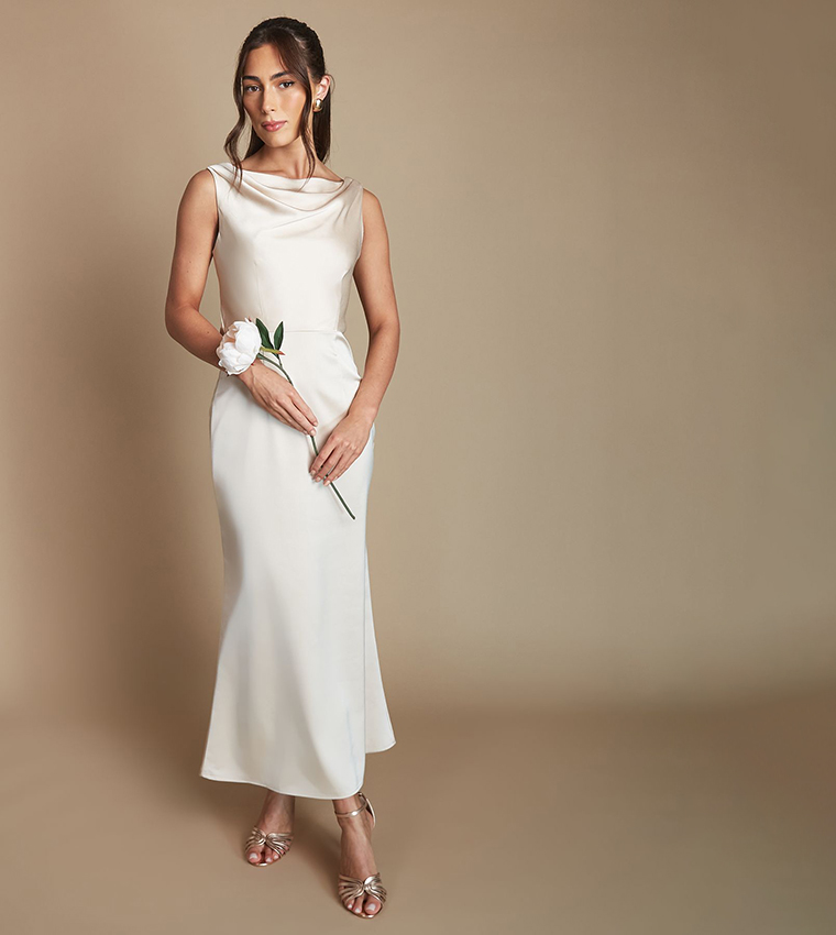 bridesmaid dress uae Buy Oasis Solid Cowl Neck Open Back Midi In Beige blaush pink