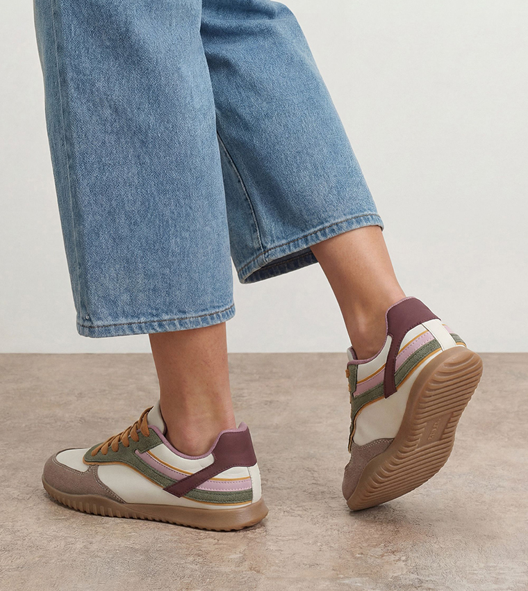 Shardie Faux Suede Contrast Lace-Up Sneakers