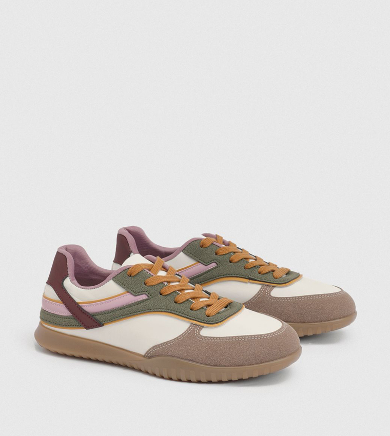 Shardie Faux Suede Contrast Lace-Up Sneakers
